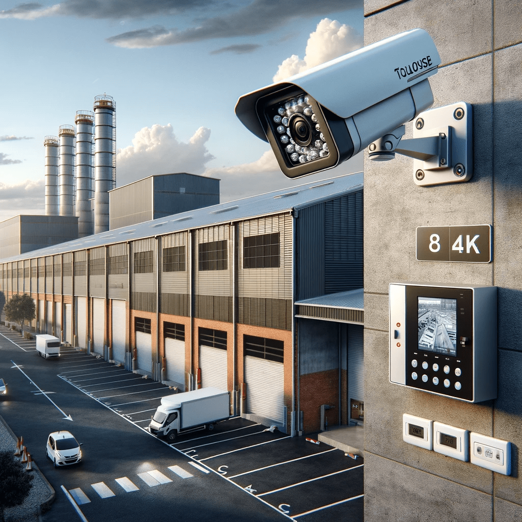 INSTALLATION CAMÉRA DE SURVEILLANCE 4K AVEC ALARME ET CONTRÔLE D'ACCÈS POUR ENTREPÔT À TOULOUSE EN HAUTE GARONNE